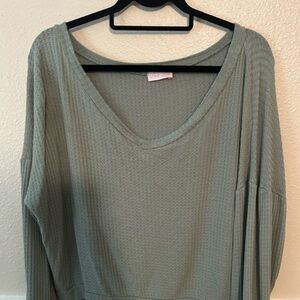 PINK LILY lightweight long sleeve sage green beach top